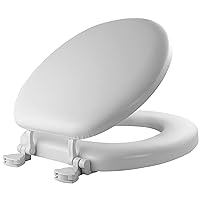 Mayfair 815EC 000 Padded Toilet Seat that will Never Loosen, Easily Removes for Cleaning, Round, White