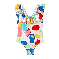 Girls One Piece Swimsuits Toddler Bathing Suit Little Kids Cute Swimwear Quick Dry Striped Ruffle Floral Size 2-10T