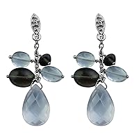 Rose Quartz Briolette Shape Gemstone Jewelry 10K, 14K, 18K White Gold Drop Dangle Earrings For Women/Girls