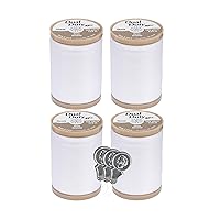 Coats & Clark Heavy Duty Thread S950-125 Yards Each Spool - 4 Color Value Pack Bundle with Bella's Crafts Needle Threaders (White)