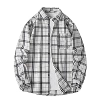 Men Shirt Plaid Flannel Long Sleeve Loose Street Casual Oversized Business Male Soft Dress Spring Autumn