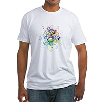 Fitted T-Shirt Music Note Colorful Burst - White, XL