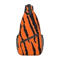 Orange Tiger Leopard Print Cross Chest Bag Diagonally,Sling Backpack Fashion Travel Hiking Daypack Crossbody Shoulder Bag For Men Women