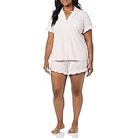 Amazon Essentials Women's Cotton Modal Piped Notch Collar Pajama Set (Available in Plus Size)