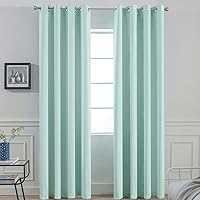 Yakamok Treatment Blackout Thermal Insulated Room Darkening Solid Grommet Curtains/Drapes for Bedroom,Bonus 2 Tie Backs Included (Aqua,52x84-inch)