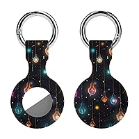 Colorful Xmas Lights Printed Silicone Case for AirTags with Keychain Protective Cover Air Tag Finder Tracker Accessories Holder