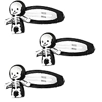 Halloween Hair Clips for Women Girls Snap Skull Skeleton Hair Clip 3 Pack Goth Cosplay Halloween Costume Hair Accessories Clip for Girls Hallowmas Party Barrettes Punk Bone Hair Clips