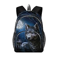 ALAZA Dark Night Wolf and Full Moon School Bag Casual Daypack Book Bags for Primary Junior High School