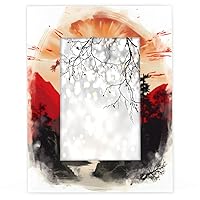 Japanese Landscape 8x10 Wood Picture Frames 1 Pack with Resistant Glass,With Hooks and Brackets, Texture Frames Can Be Tabletop Display or Wall Display