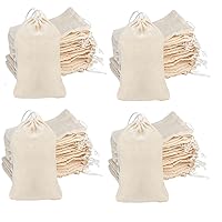 Tayfremn 200Pcs Cotton Drawstring Bags, Reusable Muslin Bag Natural Cotton Bags with Drawstring Produce Bags Bulk Gift Bag Jewelry Pouch for Party Wedding Home Storage, Natural Color (4 x 6 Inches)