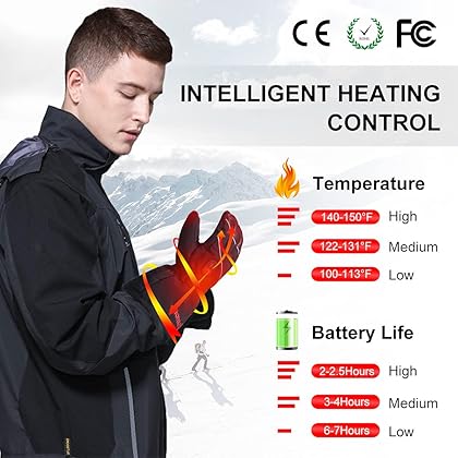 SAVIOR HEAT Heated Gloves for Men Women, Rechargeable Electric Heated Gloves, Heated Skiing Gloves and Snowboarding Gloves