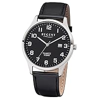 Regent Men's Analogue Quartz Watch with Leather Strap 11110832, silver, Strap.