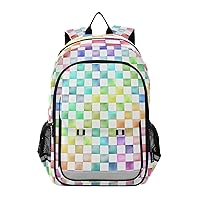 ALAZA Rainbow Checkered Laptop Backpack Purse for Women Men Checker Travel Bag Casual Daypack with Compartment & Multiple Pockets