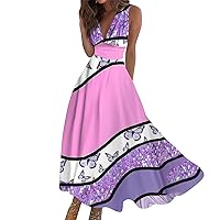Formal Maxi Dress for Women Sexy Off The Shoulder Sleeveless Trendy Plus Size Flowy Dress Elegant Floral Long Dress