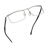 Blue Light Blocking Glasses, Anti Eyestrain, Computer Reading Glasses, Gaming Glasses, TV Glasses for Women Men, Stylish Unisex Alloy Square Frame (Silver, 2.00 Magnification)