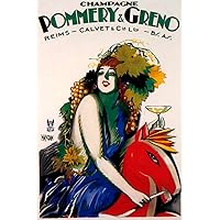 Champagne Pommery Greno Girl Wooden Horse French Vintage Poster Reproduction (20” X 30” Image Size Canvas)