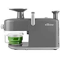 Tribest Greenstar 5 GS5 All Stainless Steel Twin Gear Cold Press Masticating Juicer with Easy Clean Housing, Screen Cleaning Tool and Glass Pitcher, Gray