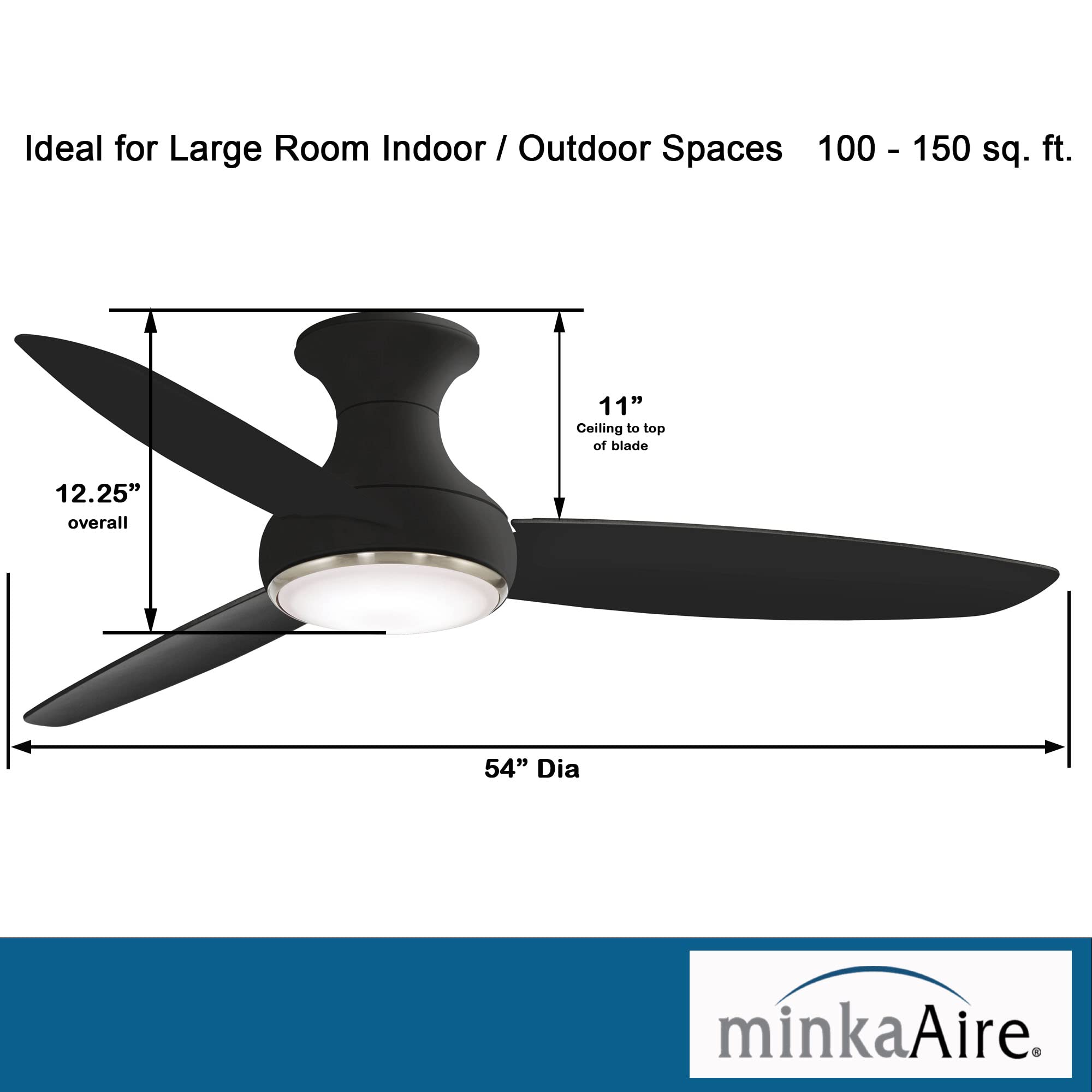 Minka Aire F467L-CL Concept III - 54 Inch Ceiling Fan with Light Kit, Coal Finish with Coal Blade Finish with Etched Opal Glass