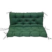 Outdoor Bench Cushion Waterproof Thickened Swing Cushions Replacement Patio Garden Cushions 2-3 Seater with Backrest Ties for Patio Loveseat/Settee-Back Support (Green,40in)