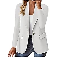 Women Long Sleeve Work Blazers Outerwear Trendy Lightweight Button Blazer Jacket Solid Open Front Outerwear Tops