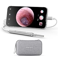 Anykit Ear Wax Removal Tool, Ultra Clear View Ear Scope with LED Lights for Ear Cleaning, Ear Cleaner Camera Otoscope with Ear Spoon & Specula for iPhone & Android