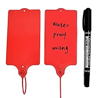 100 Plastic Tags Shipping Tags Water Proof Tags for Labeling Shipping Labels Security Seals Writable Marker Ties Hanging Tags Storage Tag with One Marker Pen (Red)