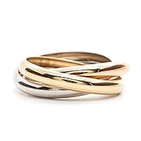 Jewelry Affairs 14K Gold Trinity Tri-Color Hollow Rolling Ring