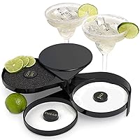 Greenco 3 Tier Bar Glass Rimmer Dish Set for Margarita Drink & Cocktail, Margarita Salt Rimmer, Black - Great For Cocktails Glasses - Bar Accessories, Bartending Supplies - Margarita Party Decorations
