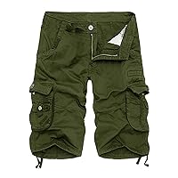 Men's Summer Hiking Shorts Multi Pockets Work Wear Short Pants Straight Type Outdoor Cargo Shorts Knee Length Pants