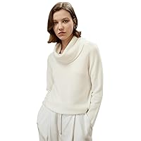 LilySilk 100% Cashmere Sweater for Women Ladies Relaxed Pullover Cowl Turtleneck Cable Knit Base Layer for Fall Winter