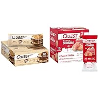 Quest S'mores Protein Bar 12 Count & Strawberry Cake Frosted Cookie Twin Pack with 16 Cookies, High Protein, Low Carb, Gluten Free