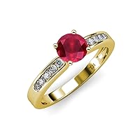 Ruby & Natural Diamond (SI2-I1, G-H) Engagement Ring 1.25 ctw 14K Yellow Gold