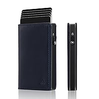 Card Holder Genuine Leather Wallet for Men, Pop Up Card Slots with RFID Blocking and Multiple Pockets, Holds 5 Credit Cards with 3 Inner Pockets and Back Pocket