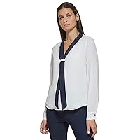 Tommy Hilfiger Women's Blouse Solid Long Sleeve Work Shirts