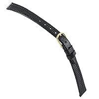 10mm Hadley Roma Genuine Teju Lizard Black Flat Unstitched Ladies Watch Band 406