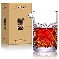 Cocktail Mixing Glass - 18 OZ Crystal Cocktail Stirring Glass, Thick Weighted Bottom - Bar Bartenders Tools Mixing Glass for Craft Bars & Professional Bartenders