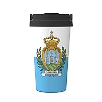 Flag Of San Marino Print Reusable Coffee Cup - Vacuum Insulated Coffee Travel Mug For Hot & Cold Drinks