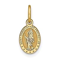 10k Yellow Gold Not engraveable Solid Satin Polished St. Christopher Pendant Necklace Measures 15x6mm Wide Jewelry for Women