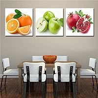 WKqifeil 3 Piece Decor Fruit Paintings Kitchen Dinning Deco Wall Pictures Apple Orange Pomegranate Modern Print Oil Painting No frame 12X12 inchs