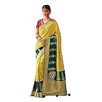 Lime Yellow Traditional Wedding Party Indian Women Fancy Silk Saree Blouse Bollywood Designer Cocktail Sari 1555
