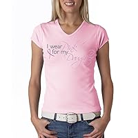 Breast Cancer Awareness Shirt Ribbon I Wear Pink V-Neck Tee - Pink