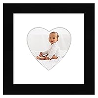 Americanflat 4x4 Picture Frame with Heart-Shaped Mat in Black - Use as 6x6 Picture Frame Without Mat or 4x4 Frame with Mat - Engineered Wood Photo Frame with Shatter-Resistant Glass and Easel