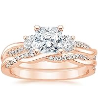 Petite Twisted Vine Moissanite Diamond Ring Set, 2 CT Square Radiant Moissanite Engagement Ring Set, Wedding Ring Set, Bridal Ring, Amazing Ring for Wife