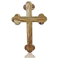 Zuluf 27cm / 10.6 Inches Plain Orthodox Cross - Eastern HandiCraft Olive Wood - Wooden Olive Wood Cross from Holy Land - Wall Cross for Home Decor Boys Girls Room - With HolyLand Certificate CRS088