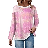 Women Vintage Round Neck Shirts Sexy Floral Sweatshirts Loose Fit Long Sleeve Tee Shirts Fall Fashion Ladies Tops