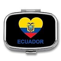 Love Ecuador Square Pill Box for Purse Pocket 2 Compartment Medicine Tablet Holder Organizer Decorative Pill Case
