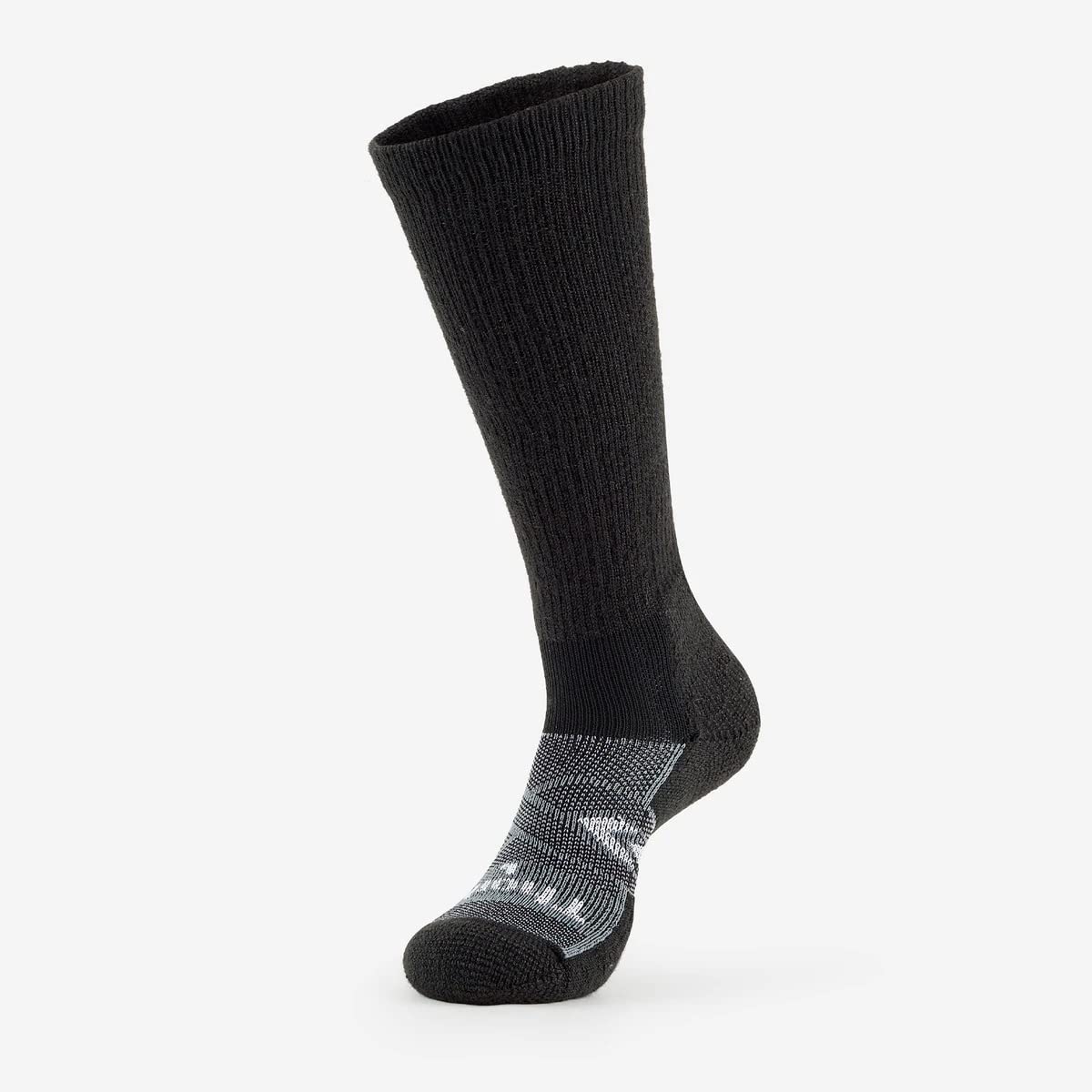 Thorlos Unisex Adult's 12 Hour Shift Thick Padded Over-The-Calf Work Socks, Black/Grey Large