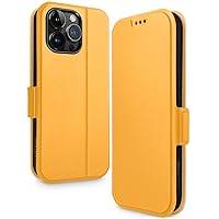 OCASE for iPhone 15 Pro Max Case Wallet Case, Slim PU Leather Flip Folio, Card Slots, RFID Blocking, Kickstand, Shockproof Phone Cover 6.7 Inch 2023, Yellow