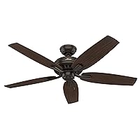 Hunter Fan Company Newsome 52-inch Indoor Premier Bronze Traditional Ceiling Fan Without Light Kit, Includes Pull Chains, and Reversible WhisperWind Motor