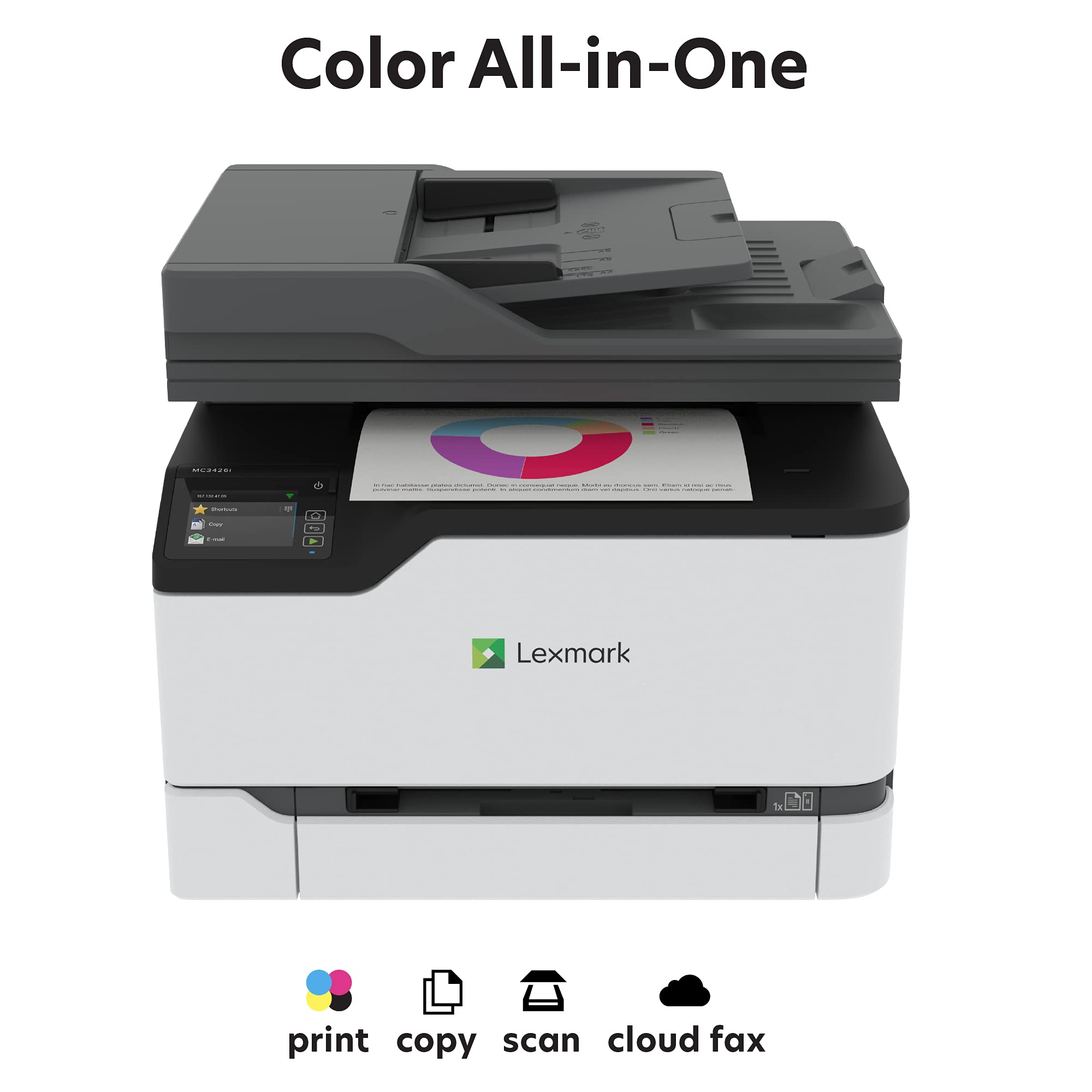 Lexmark MC3426i Color All-in-One Printer with Touchscreen, Multifunction Laser -for Office, Wireless, Mobile Ready & Duplex Printing (Print, Copy, Scan, Cloud Fax, 4-Series) White Small